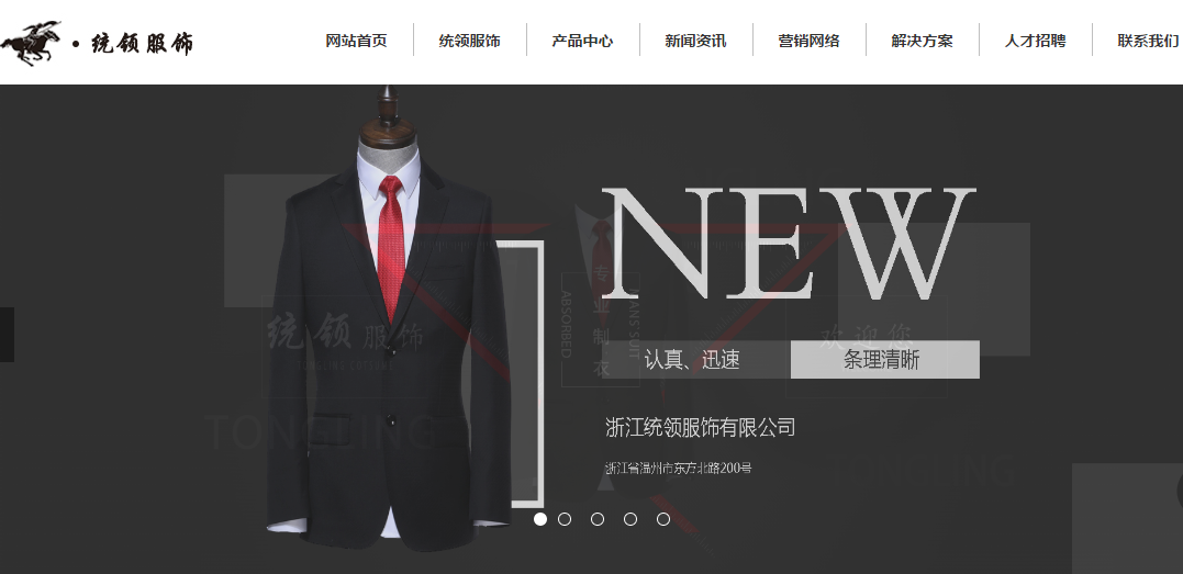 热烈庆祝浙江统领服饰有限公司官网正式上线！
